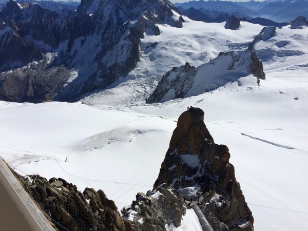 Chamonix side of Mt. Blanc  with climbers