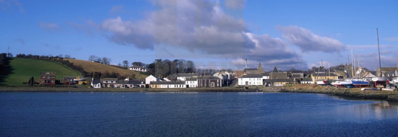 Old photograph of Killyleagh with site on slope on left