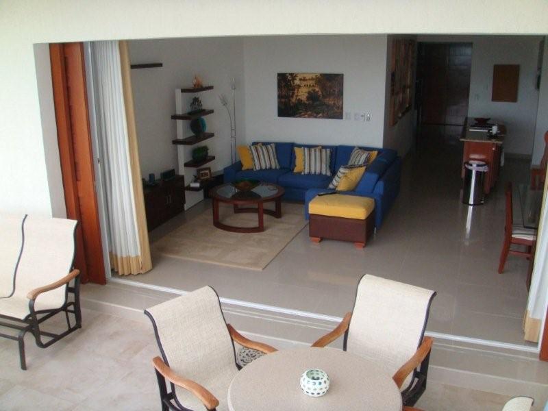 Front balcony view into living room 
